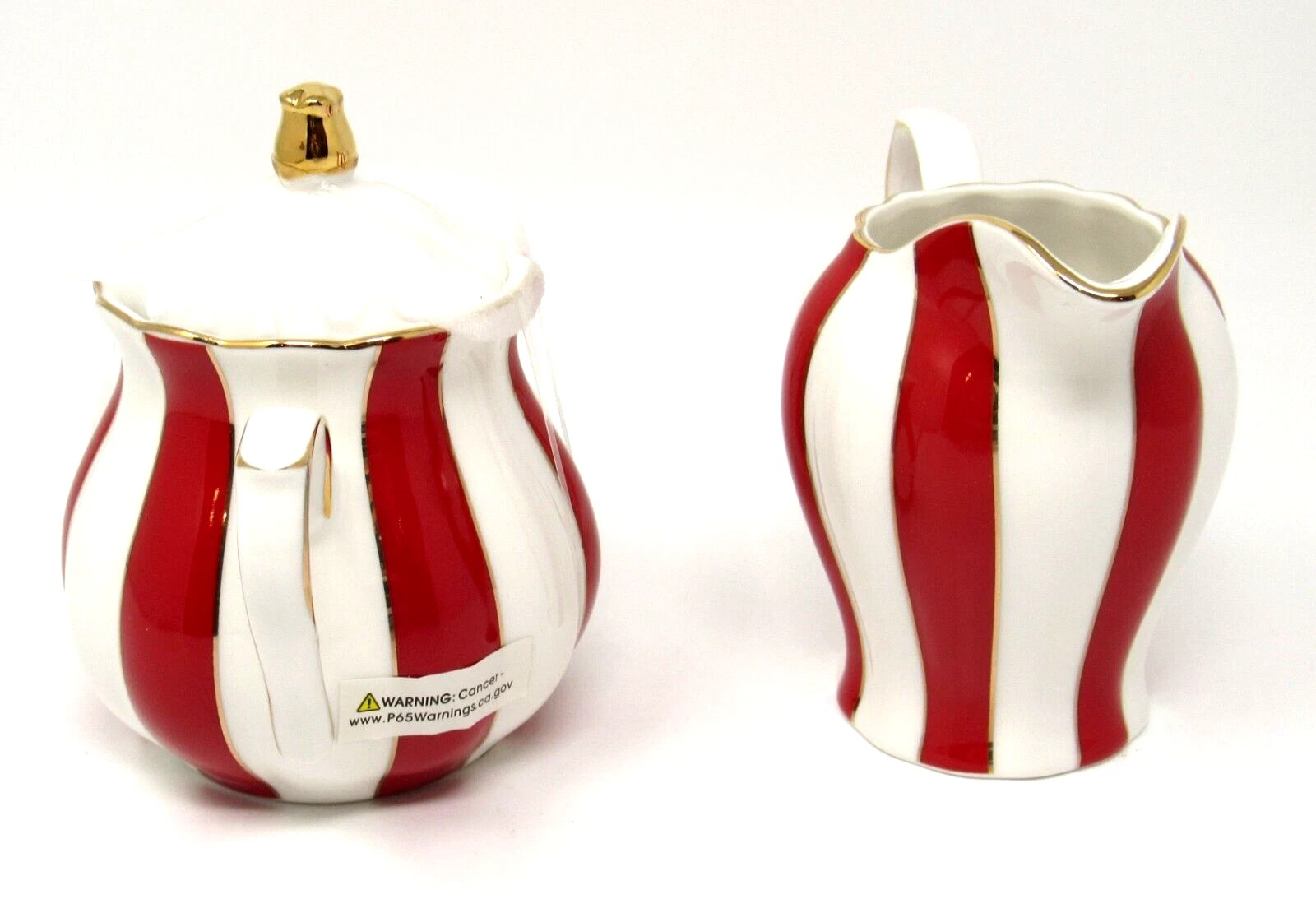 Grace Teaware Sugar & Creamer Red & White Stripe Christmas Peppermint Candy New | eBay US