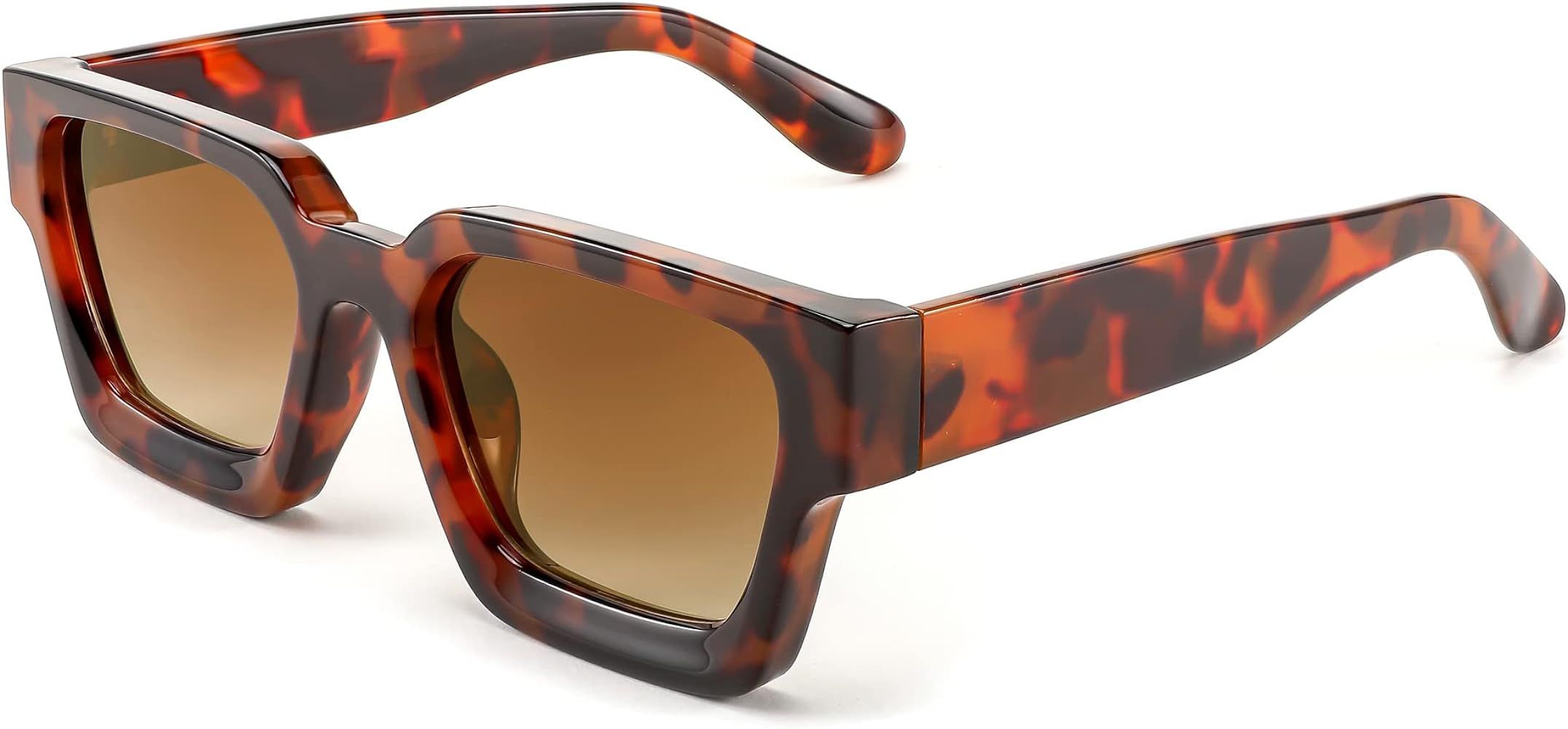 FEISEDY Retro 90s Square Sunglasses for Women Men Trendy Chunky Rectangle Sunglasses UV400 Protec... | Amazon (US)