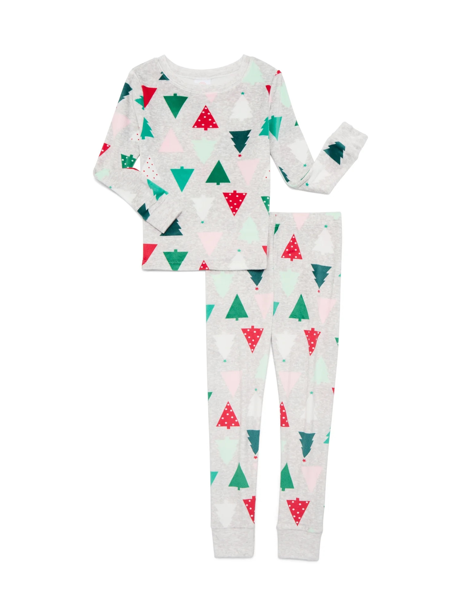 Wonder Nation Girls Christmas Long Sleeve Top and Pants Tight Fit Sleep Set, 2-Piece, Sizes 4-10 | Walmart (US)