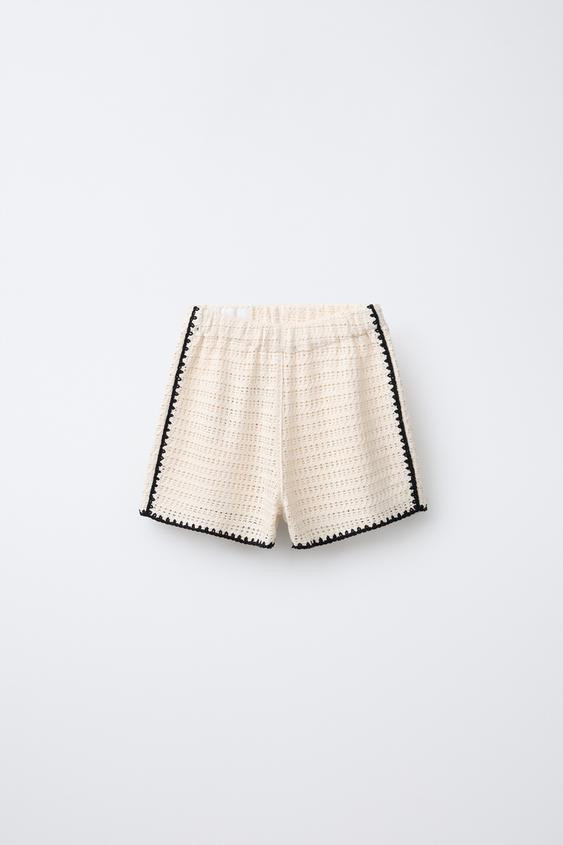 STITCHED CROCHET KNIT SHORTS | Zara US