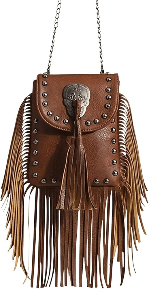 Verdusa Women's Western Country Cowgirl Bag Fringe Crossbody Bags Boho Tassel Messenger Bags Casu... | Amazon (US)