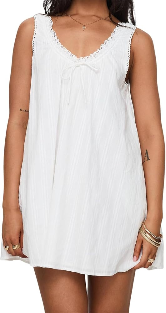 Women's Summer Maternity Dress Sleeveless V Neck Lace Patchwork Mini Tank Dress Casual Pregnancy ... | Amazon (US)