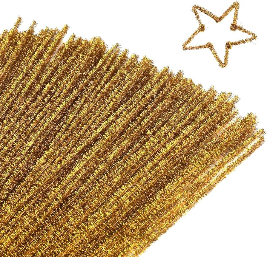 100 Pieces Pipe Cleaners Chenille Stem, Golden Pipe Cleaners Craft, Fuzzy Sticks Craft Supplies, ... | Amazon (US)