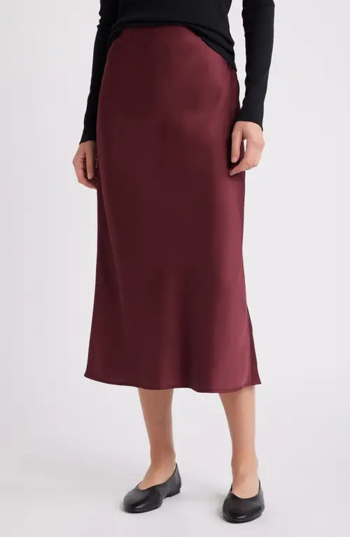Treasure & Bond Bias Cut Satin Midi Skirt in Burgundy Tannin at Nordstrom, Size Small | Nordstrom