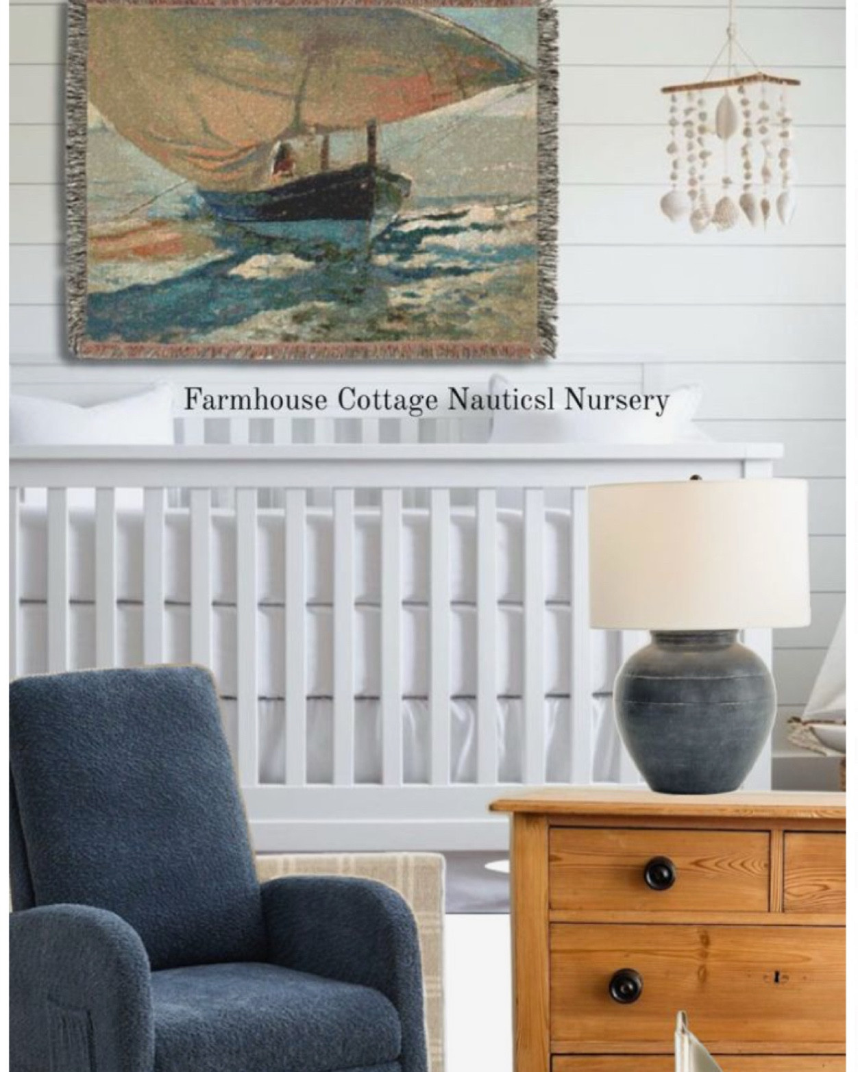 FARMHOUSE COTTAGE NAUTICAL NURSERY 
.
Add some sailing to your sweet nursery decor 🤍 

#LTKmaternity #LTKbaby #LTKstyletip