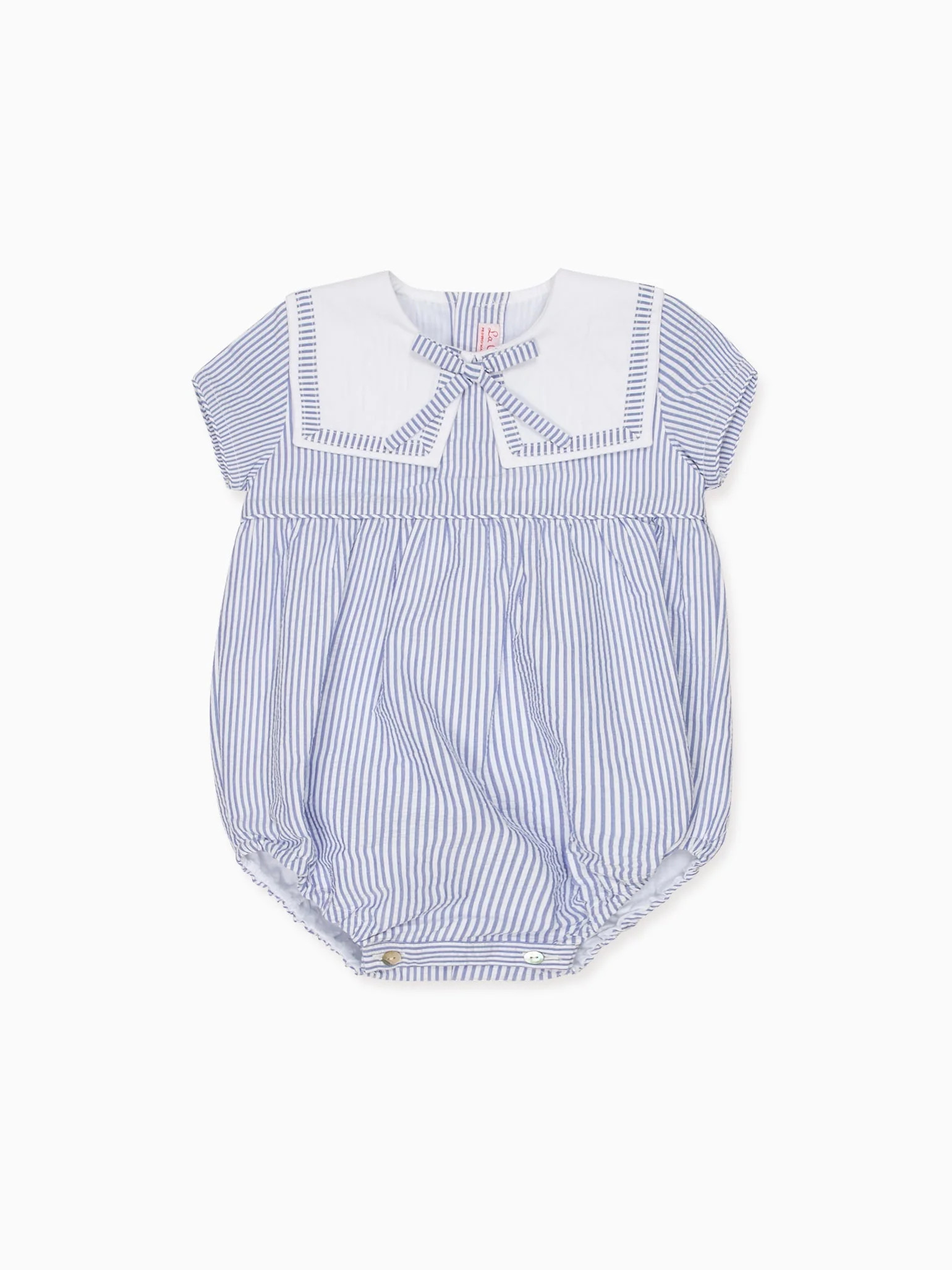 Dark Blue Stripe Mar Baby Romper | La Coqueta (US)