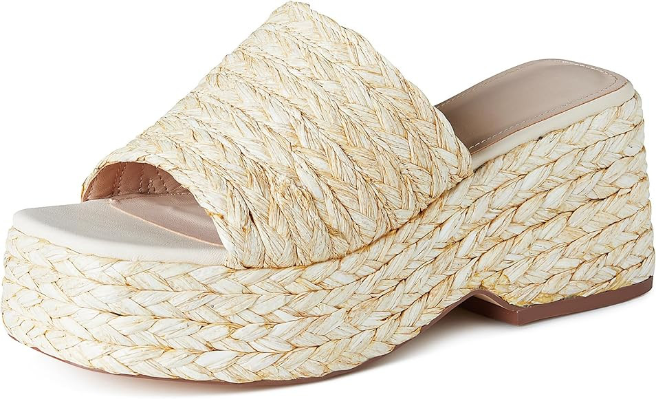 EQAUDES Platform Slip on Espadrille Sandals for Women Wedges Slides Bohemia Sandals Flatform Open... | Amazon (US)