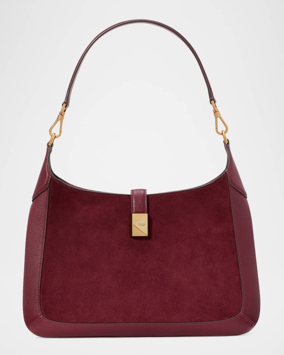 kate spade new york deco pebbled leather and suede hobo bag | Neiman Marcus