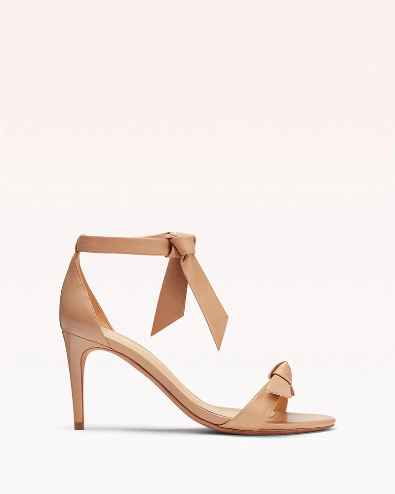 Clarita Bow Tie Mid Heel Sandal in Nappa Leather | Alexandre Birman | Alexandre Birman