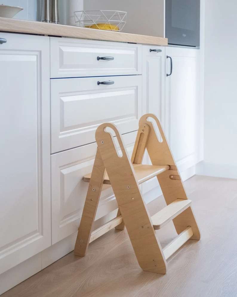 Toddler wooden step stool, folding learning stool, step stool for kids and adults, kitchen helper... | Etsy (CAD)