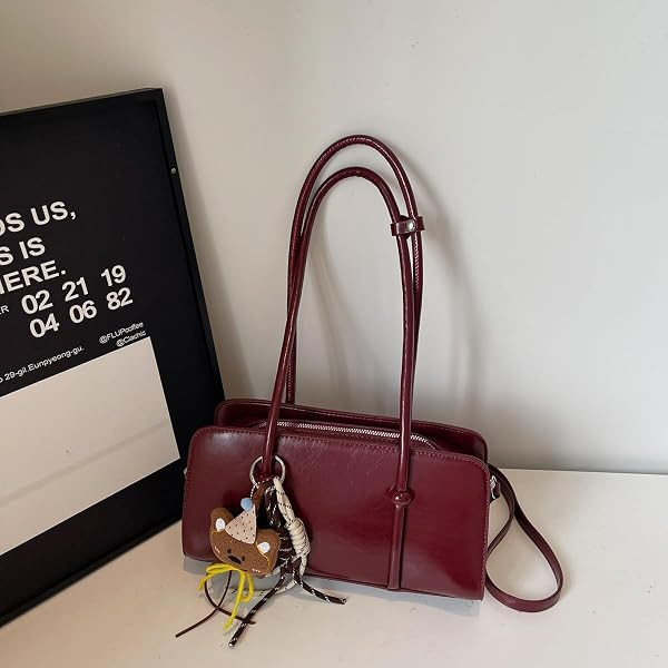 Vintage Shoulder Crossbody Bag for Women Rectangular Handbag Vegan Leather Underarm Purse Casual Tote with Adjustable Strap | Amazon (US)