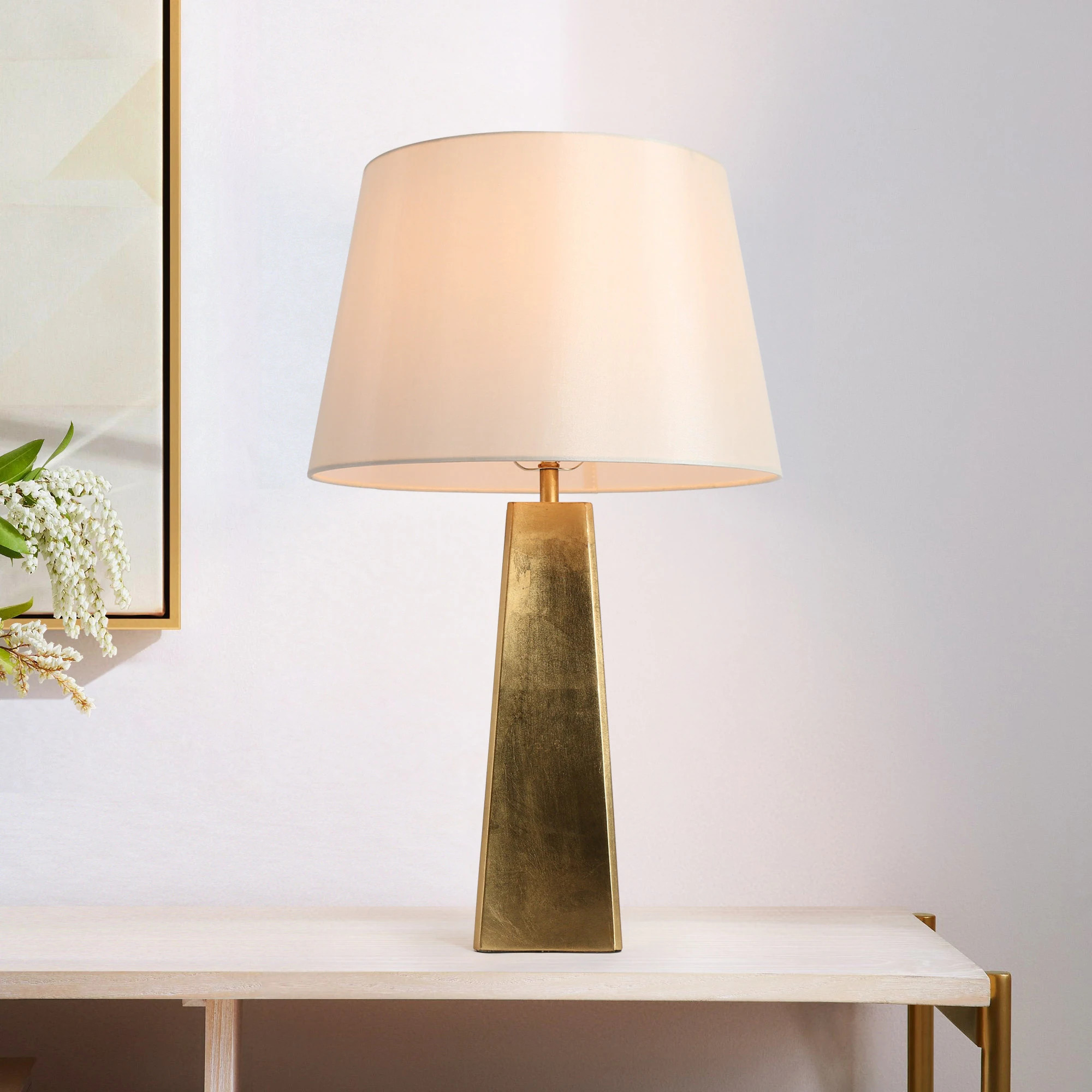 Mid-Century Modern 25-in Table Lamp Antique Gold Desk Lights - D15.7"xH25.5 | Bed Bath & Beyond