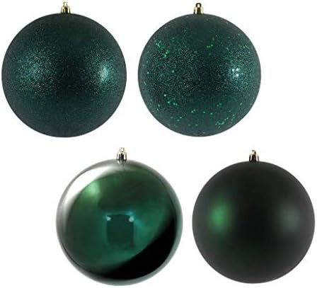 Vickerman 485477-6" Midnight Green 4 Assorted Finish Ball Christmas Tree Ornaments (Set of 4) (N5915 | Amazon (US)