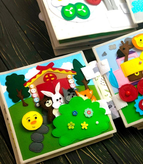 Quiet book and baby personalized gift for toddlers/ Montessori toys from felt/ Sensory organic to... | Etsy (US)