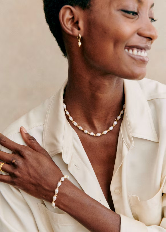 Milo Necklace - Gold with Mother of Pearl - Mother of pearl / Shelfish - Sézane | Sezane - UK