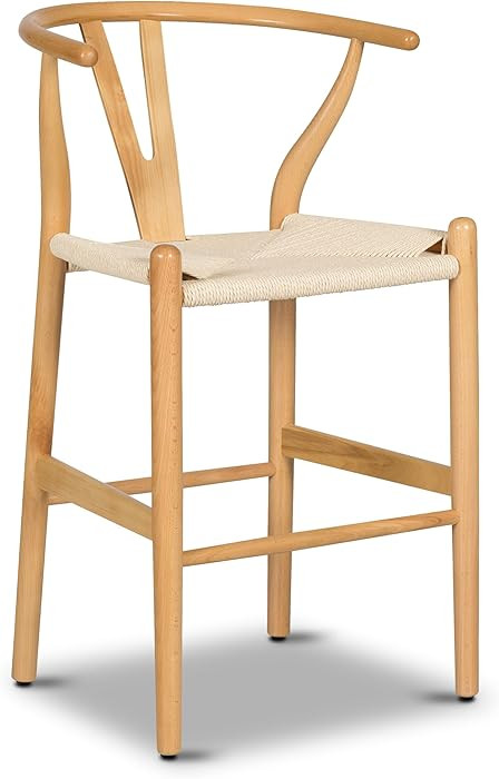 Poly & BARK Weave Counter Stool, 23” Height – Natural Beech Wood Frame with Rope Woven Seat, ... | Amazon (US)