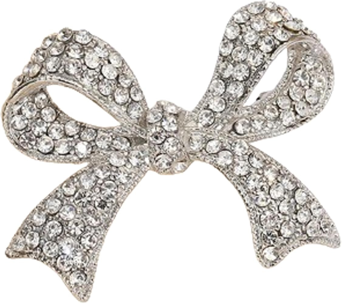 Christmas Rhinestone Bow Brooch Pin for Women Vintage Sparkly Large Gold Crystal Bowknot Brooches... | Amazon (US)