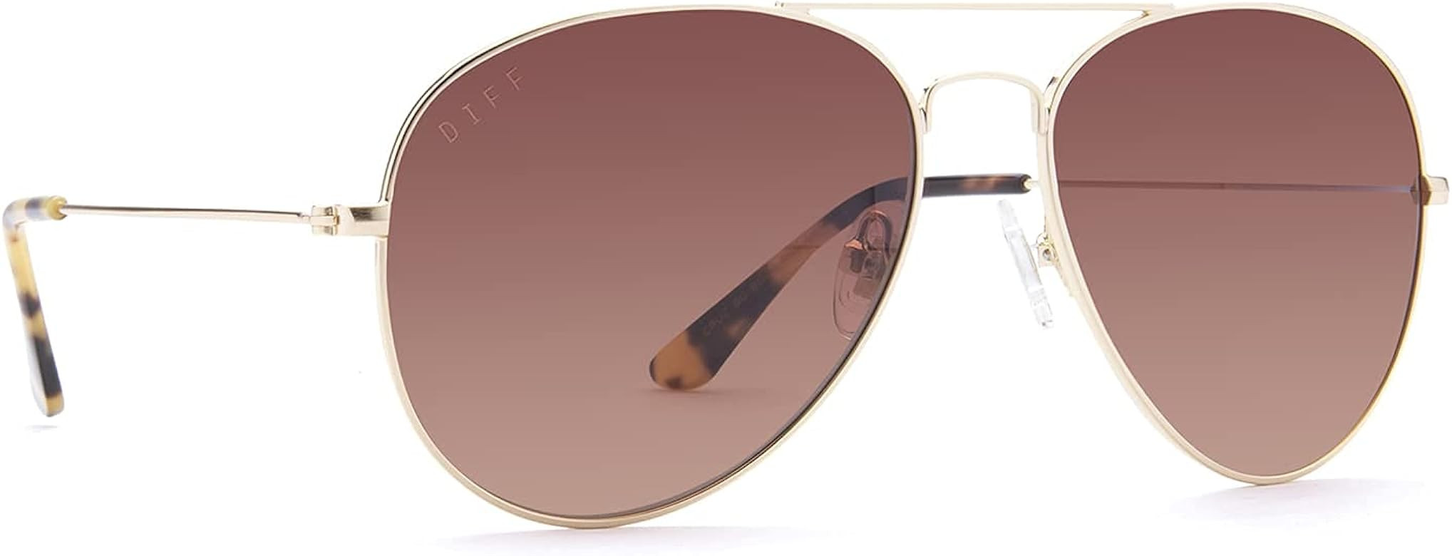 DIFF Cruz Designer Aviator Sunglasses for Women and Men Lightweight Black Frame | Amazon (US)