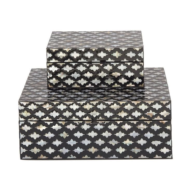 Set of 2 Wooden Boxes with Pattern - Olivia & May | Target