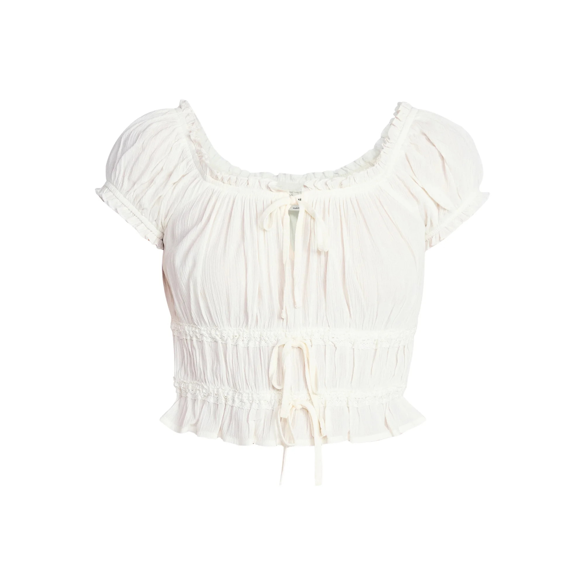 No Boundaries Puff Sleeve Peplum Top, Women’s XXS-XXL | Walmart (US)