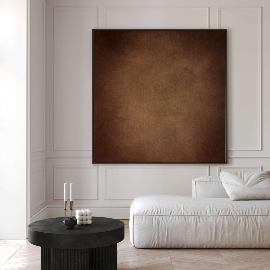 Warm Brown Wabi Sabi Canvas Wall Art, Floating Framed Art Print, Japandi Decor, Large Living Room... | Etsy (US)