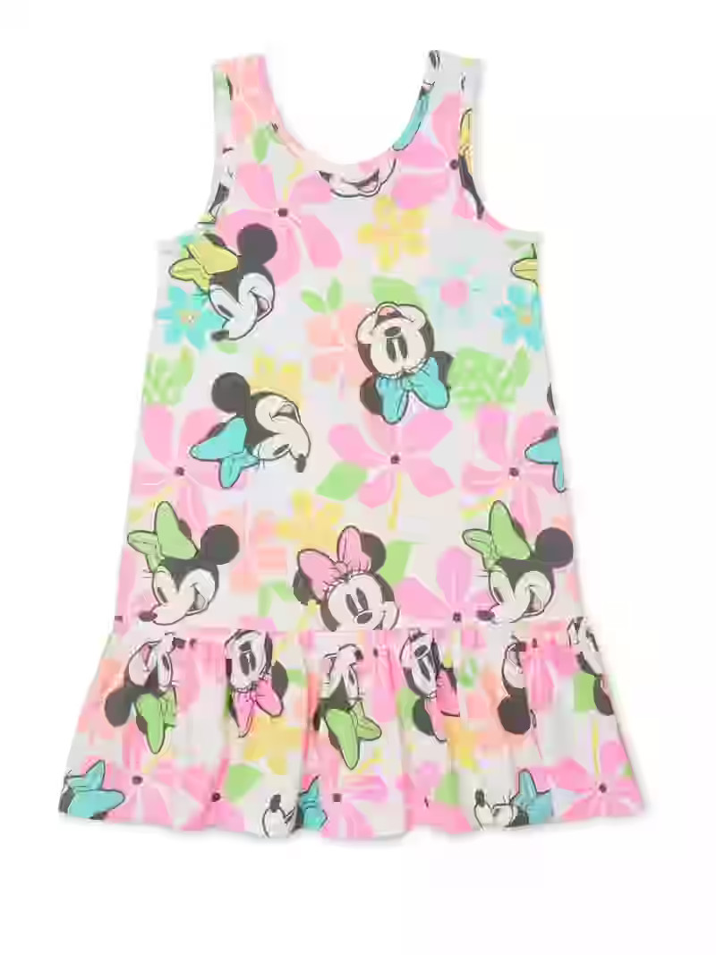 Minnie Mouse Girls Tank Printed Dropwaist Dress, Sizes 4-12 | Walmart (US)