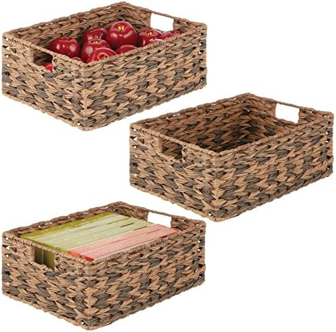 mDesign Woven Farmhouse Kitchen Pantry Food Storage Organizer Basket Bin Box - Container Organiza... | Amazon (US)