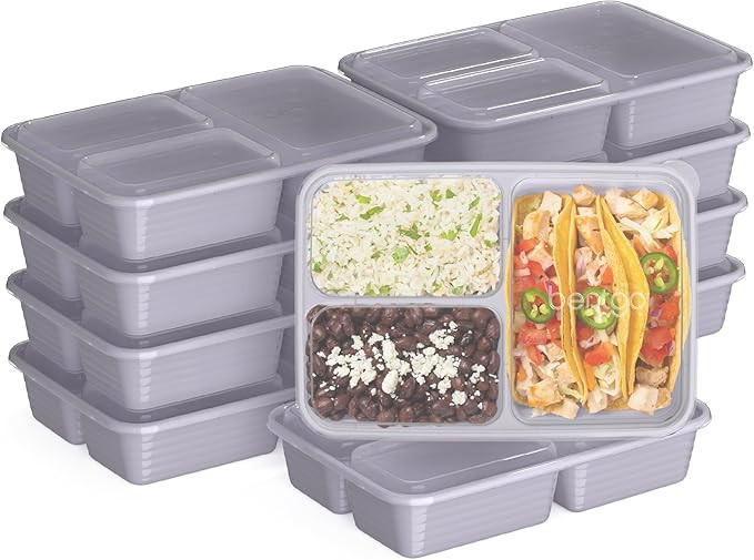 Bentgo Prep - 20-Piece 3-Compartment Reusable Meal Prep Containers with Lids, PFAS & BPA Free Mat... | Amazon (US)