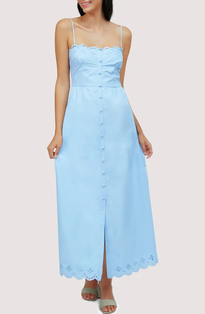 Azure Sky Cotton Eyelet Detail Maxi Dress | Nordstrom
