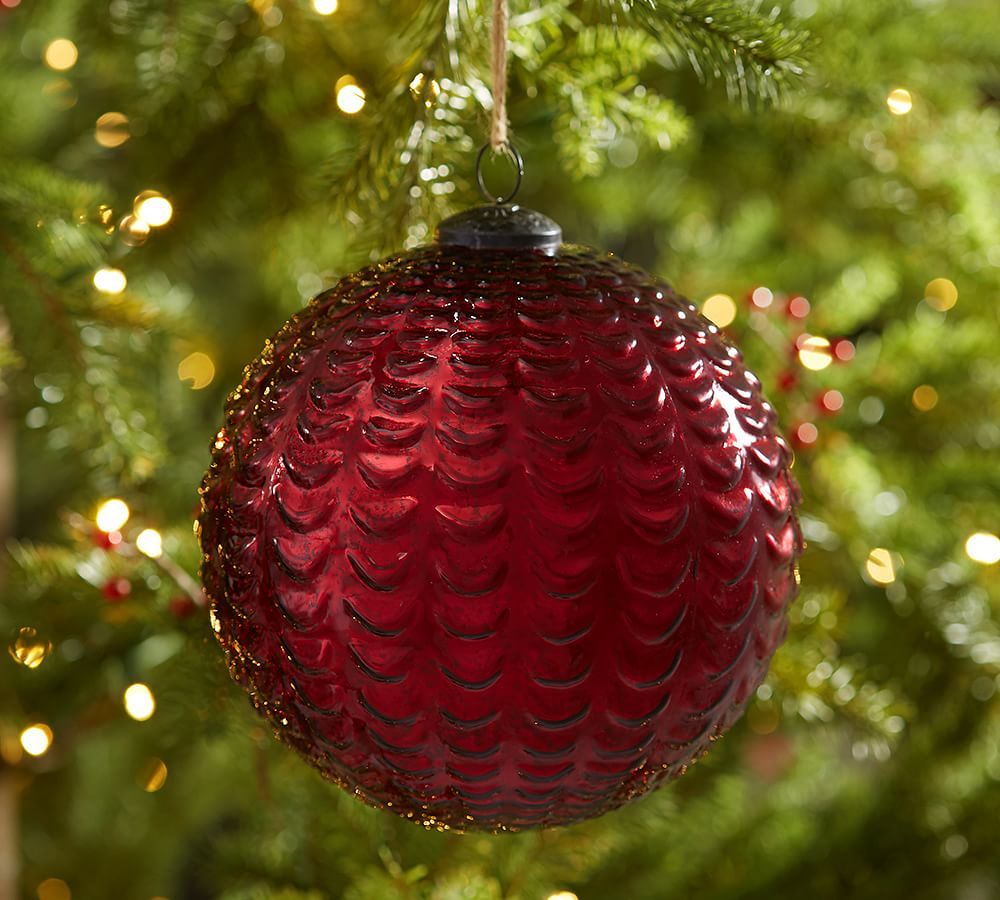 Oversized Mercury Glass Ornament - Red | Pottery Barn (US)
