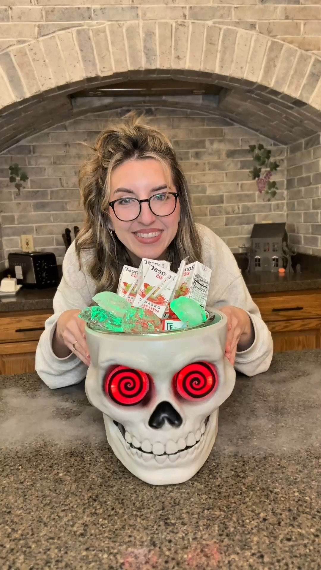 Halloween Party Decor Idea! This was a slight fail when I realized the bowl isn’t water submergible but I figured out a work around! 

Elevate your party with the most spooktacular Halloween party decorations! This incredible setup features a light up drink bowl that serves as a stunning Halloween punch bowl display—perfect for your themed cocktails or Halloween drinks.

The chilling ambiance is created by a powerful fog machine display, making your serving station look like a real cauldron concoction or a misty graveyard. Guarding the treats is a detailed skull candy bowl (ideal for trick or treat candy or spooky snacks).

A must-have for any unforgettable bash, this is the ultimate combination of high-impact Halloween decor and functional Halloween party essentials

#LTKSeasonal #LTKHalloween