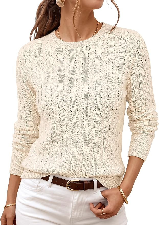LILLUSORY Womens Lightweight Cable Knit Soft Pullover Sweater Tops | Amazon (US)