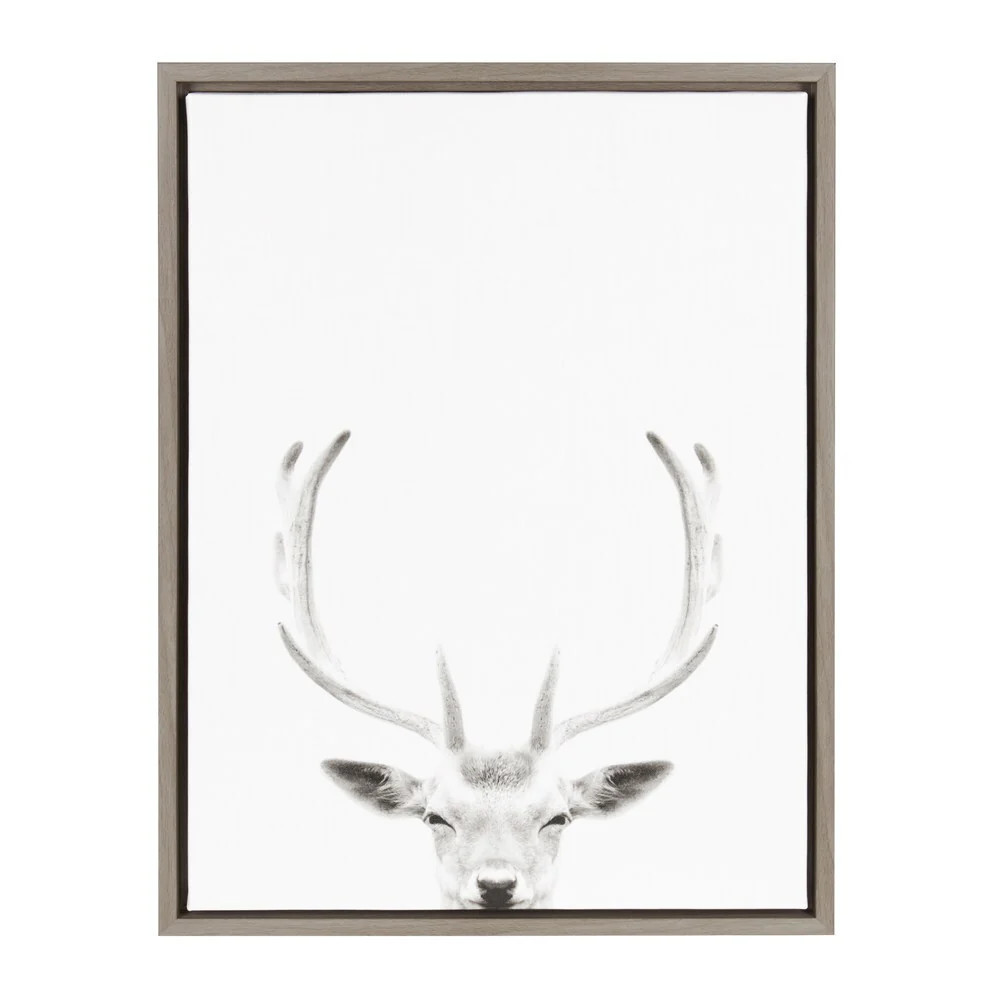 Kate and Laurel Sylvie Deer with Antlers Black and White Portrait Fram | Overstock