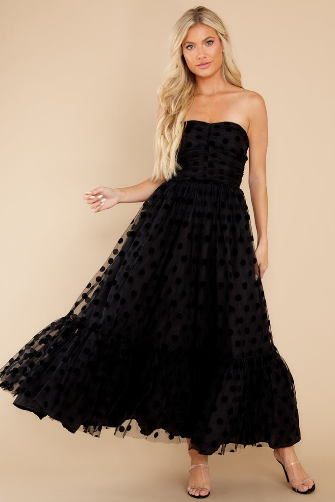 I Wanna Dance Black Polka Dot Maxi Dress | Red Dress 