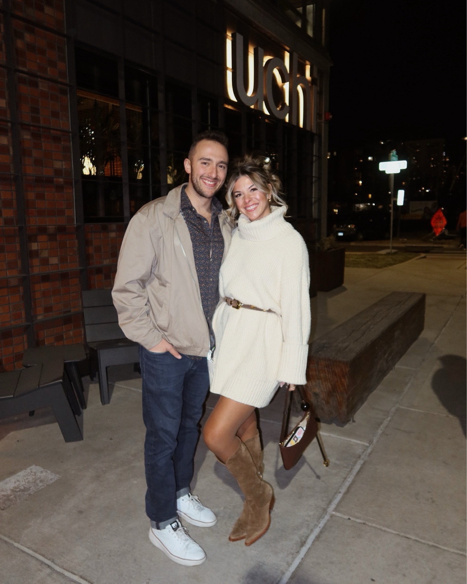 Birthday dinner dress winter date night outfit white turtleneck sweater dress with brown coat and boots.

Use code emerson20
Revolve code: tulip

Wearing my usual small/2

#LTKSeasonal #LTKParties #LTKHoliday