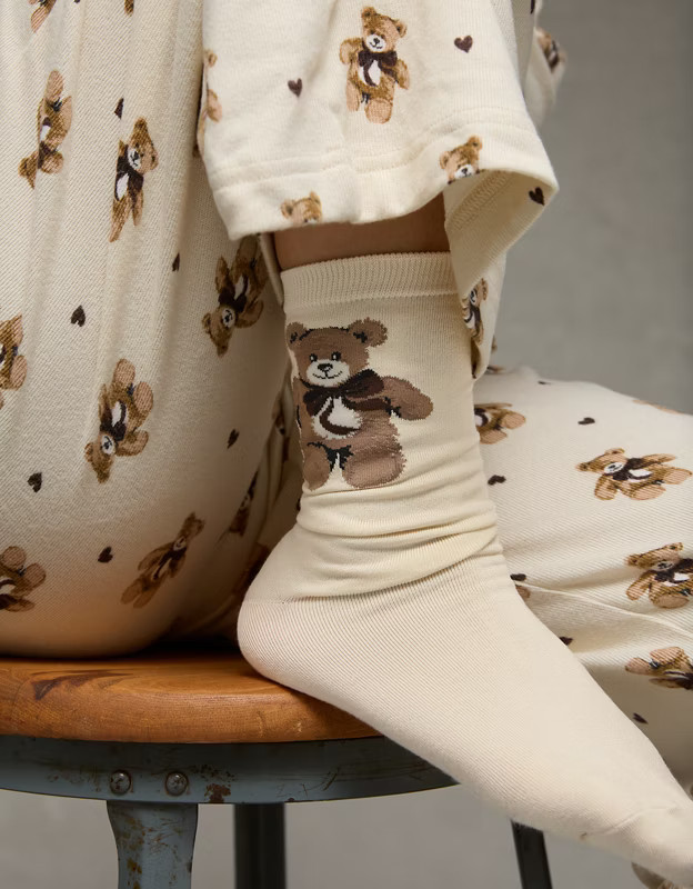 AE Teddy Bear Crew Socks | American Eagle Outfitters (US & CA)