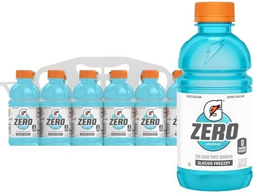 Gatorade Thirst Quencher Zero Sugar Sports Drink, Glacier Freeze, 12oz Bottles, 12 Pack, Electrol... | Amazon (US)