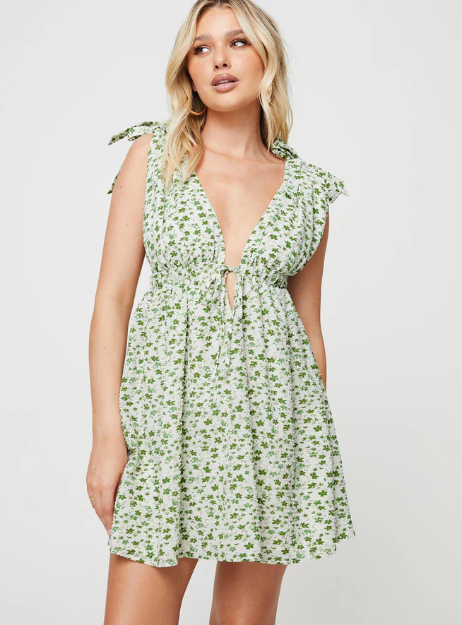 Seersucker Mini Dress Green Multi | Princess Polly US