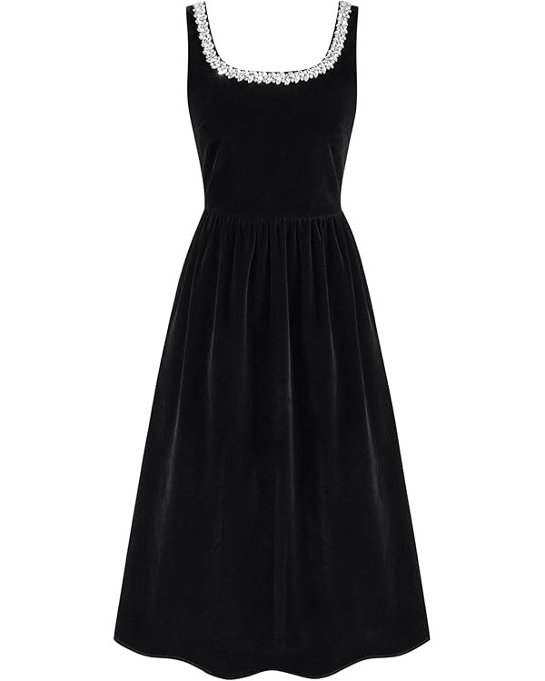 CIDER Maxi Dress for Women Velvet Rhinestone Square Neck A Line Sleeveless Party Cocktail Elegant... | Amazon (US)