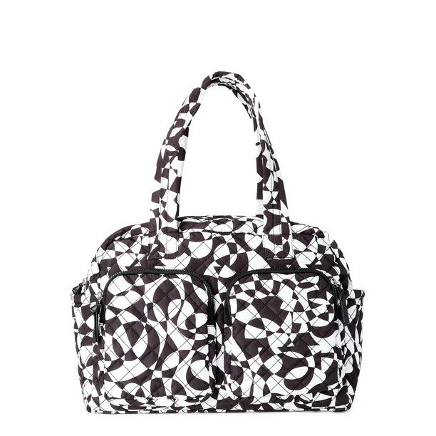 No Boundaries Women's Double Pocket Weekender Black White Kaleidoscopic | Walmart (US)
