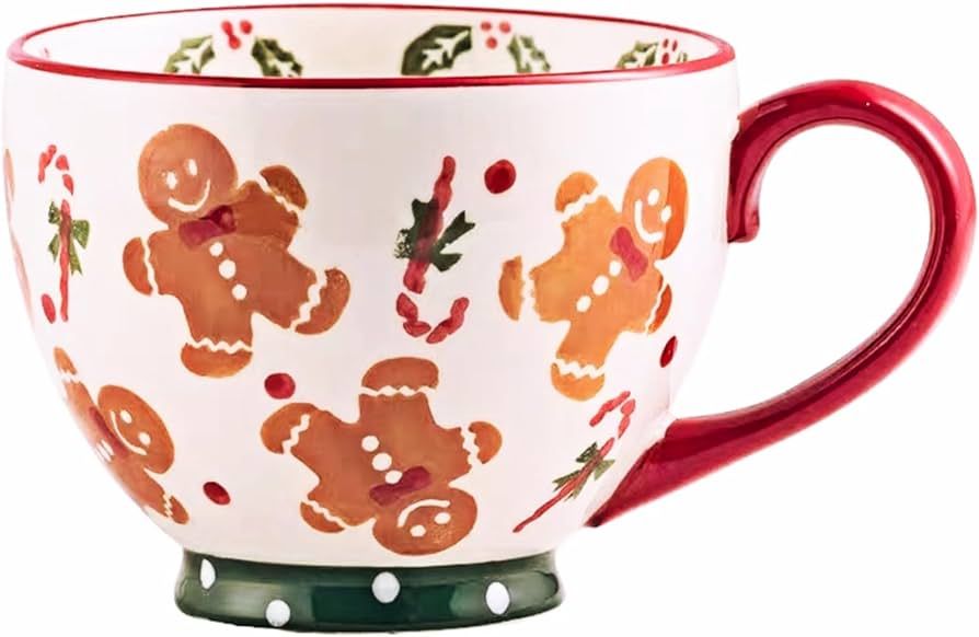 SteFik Gingerbread man Cup Christmas gift 2023 mug gift with handle large household ceramic cups. | Amazon (US)