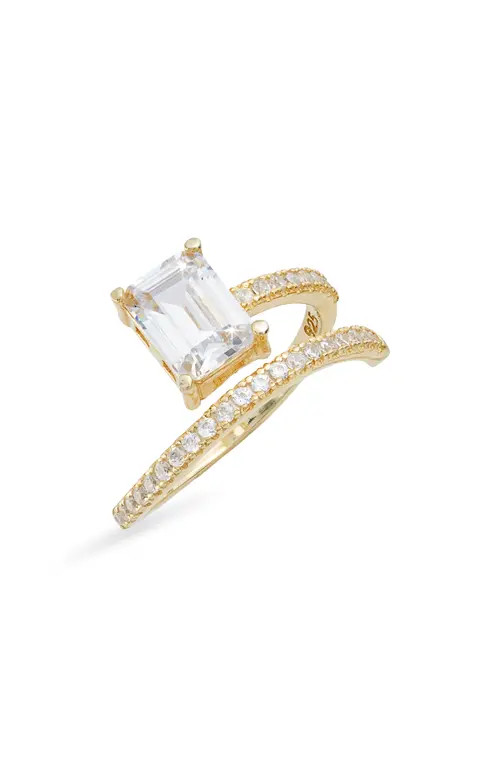 SHYMI Cubic Zirconia Bypass Statement Ring in Gold/White at Nordstrom, Size 6 | Nordstrom