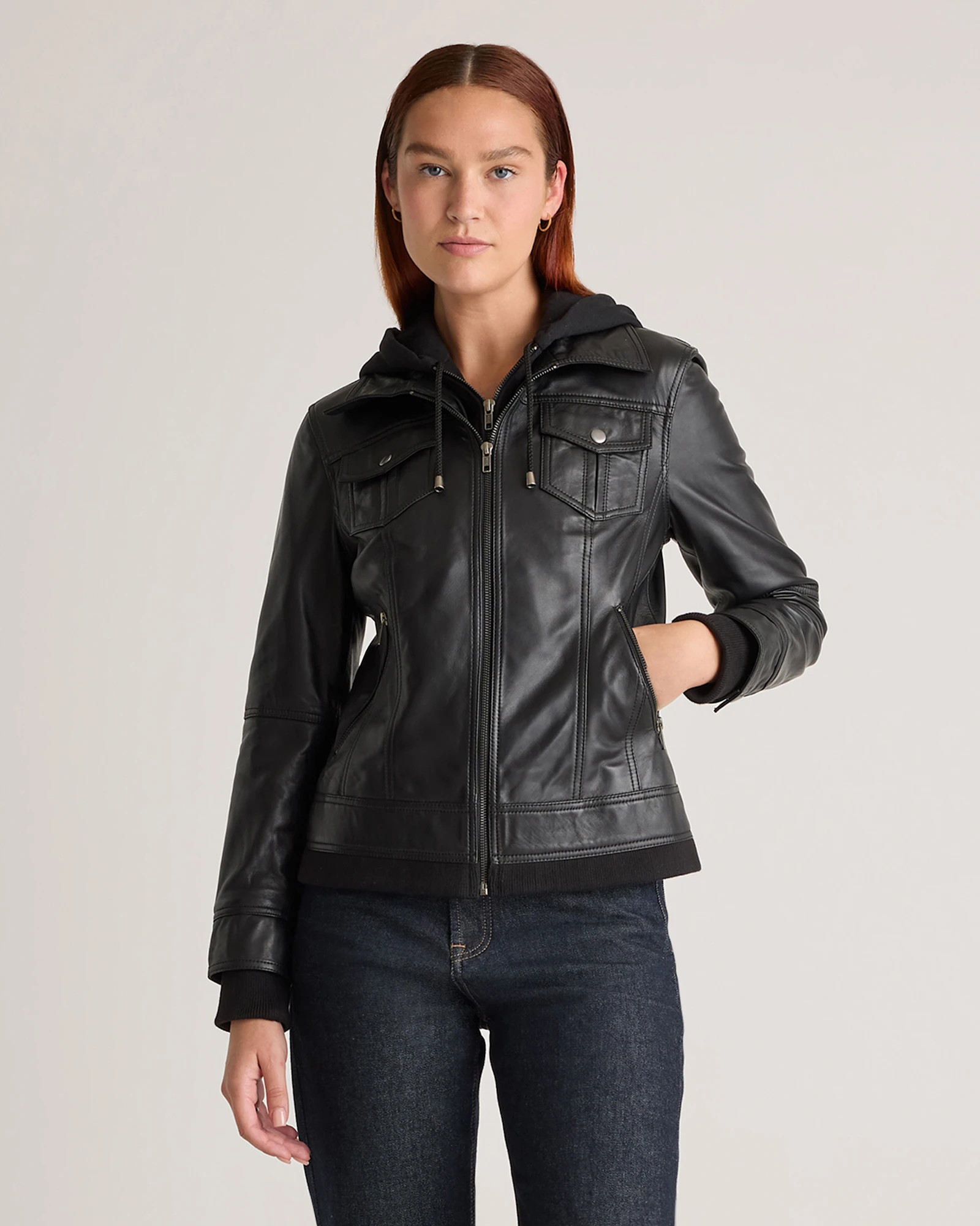100% Leather Jacket with Hood | Quince