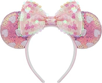 RCJERA Minnie Sequin mouse Ears Headband for Women Girls Boys, Sequin Bow Headbands Classic Glitt... | Amazon (US)