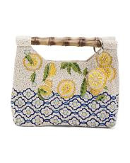 Beaded Lemon Wave Flap Handbag | TJ Maxx