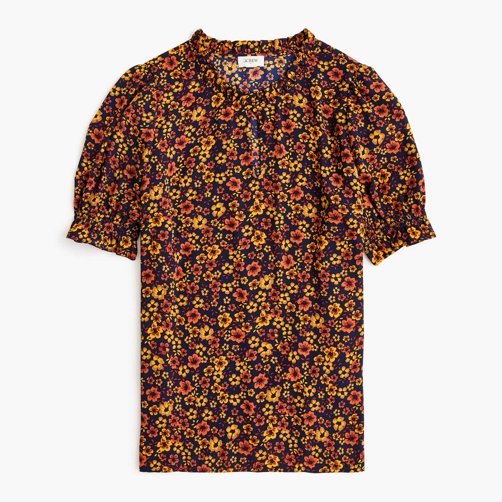 Printed ruffleneck top | J.Crew Factory