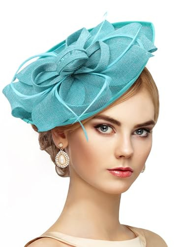 Zinniday Tea Party Fascinator Hat - Light Blue 2026 Elegant Kentucky Hat with Hair Clip, 1920s 50s Headdress Victoria Feather Derby Fascinators for Women Tea Party Halloween Renaissance Accessories | Amazon (US)