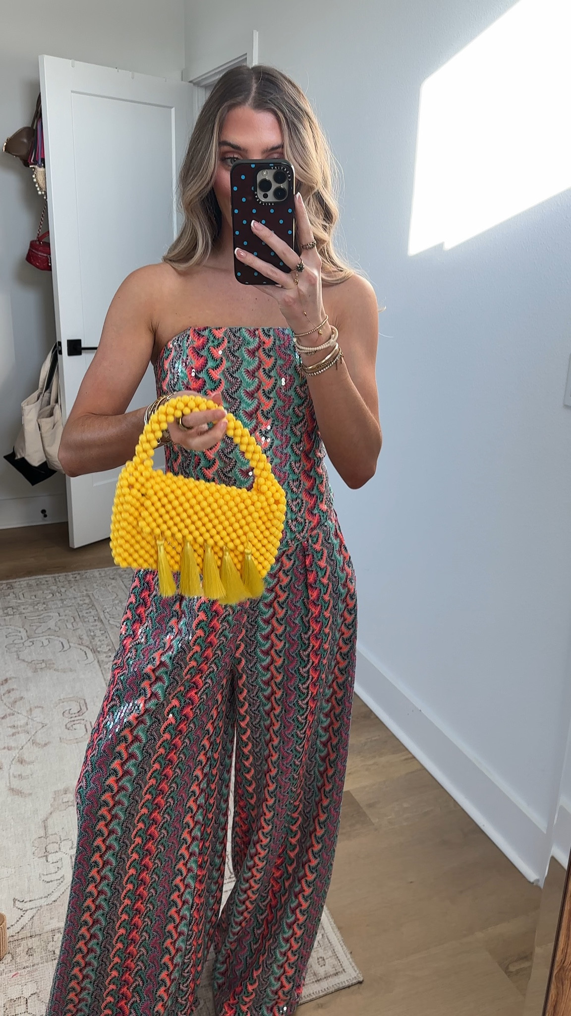 @AKIRA This beachy yellow beaded handbag is crafted from glossy, high-shine resin beads and features a structured silhouette with a front flap closure, a rounded top handle, and playful tonal tassel fringe detailing. Perfect for brightening any look, this summer-ready purse is perfect for your next vacay.

#LTKSeasonal #LTKTravel #LTKootd