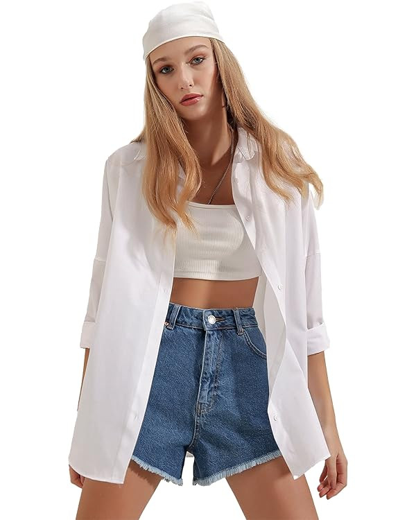 BIG DART Oversized Button Down Shirts for Women, Dressy Casual Long Sleeve Blouses Summer Tops Tu... | Amazon (US)