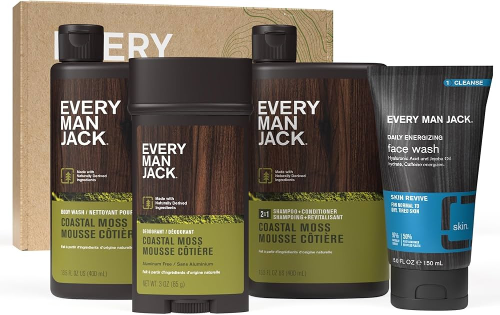 Every Man Jack Men\u2019s Coastal Moss Bath and Body Gift Set with Clean Ingredients & Vetiver an... | Amazon (US)